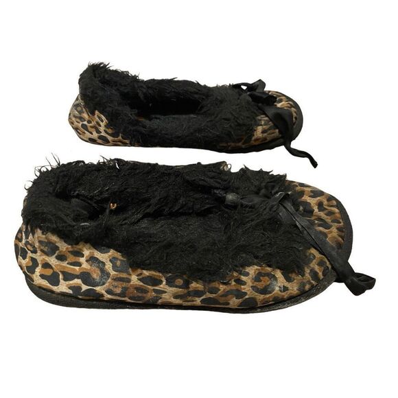 Rocket Dog Leopard Print Moccasin Slippers House Shoes Hard Bottom Faux Fur Fuzz - Picture 3 of 9